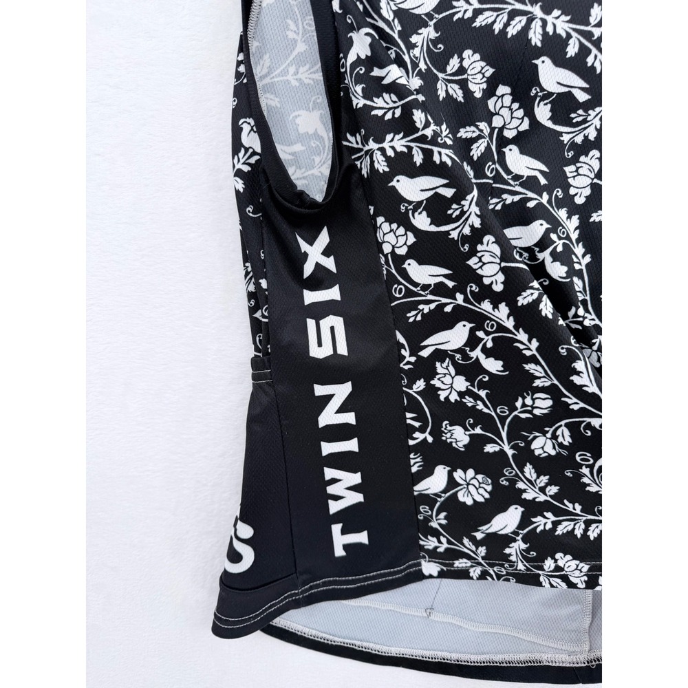 Twin Six The Bird Sleeveless Cycling Jersey Womens Medium Black White Floral Zip - Picture 2 of 7